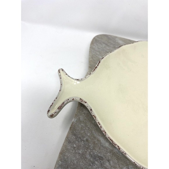 Beige Fish Shaped Ceramic Platter Serving 13.5” x 9” MER du SUD Brand - Picture 2 of 8